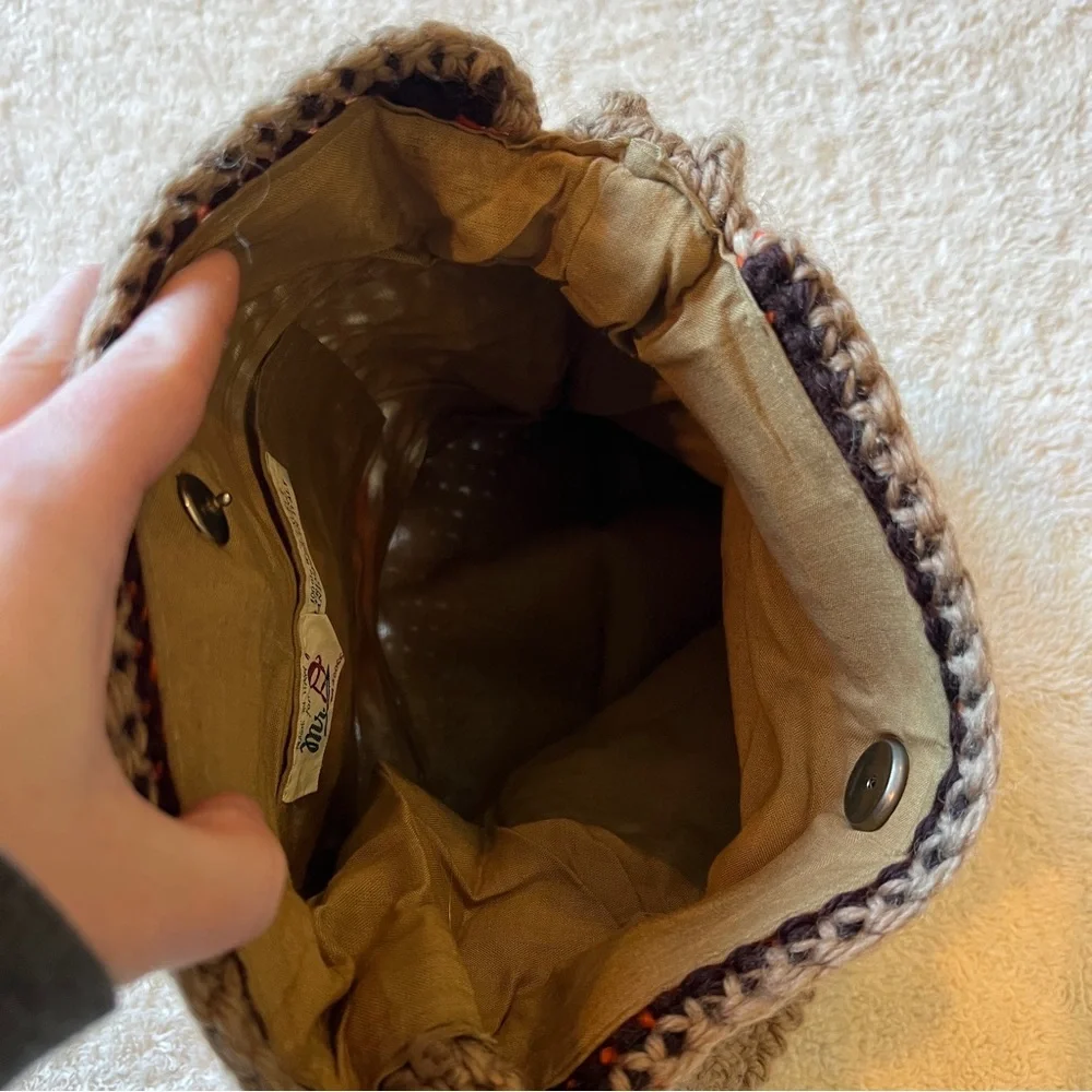 Vintage Mr. D Made in Italy 100% Wool Crochet Snap Closure Shoulder Bag - Picture 6 of 6